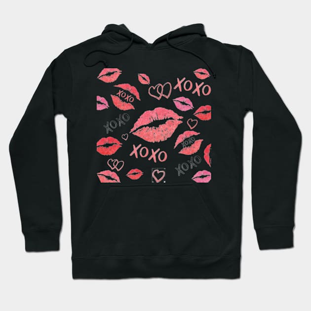 Hearts, Lips And Kisses Hoodie by Graffix